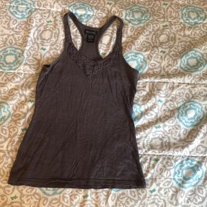 Grey ruffle top tank